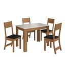 Ver imagem 3 de Conjunto Sala de Jantar 1 Mesa 4 Cadeiras Versalhes Amarelo/Freijó/Off-White/Preto