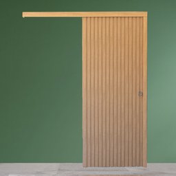Porta de Correr de Madeira Ripada Completa 210x82cm com Fechadura e Ferragens  - 3