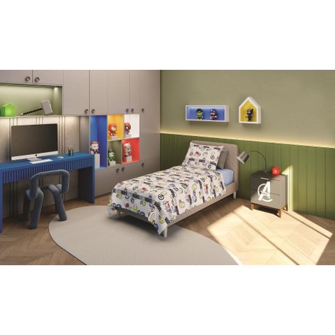 Jogo de Cama 100% Algodão Solteiro Estampado Avengers 3 peças- Lepper