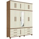 Ver imagem 1 de Guarda Roupa Casal 192cm 11 Portas com Espelho Tóquio Jatobá/Areia S01 - Mpozenato