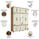 Ver imagem 3 de Guarda Roupa Casal 192cm 11 Portas com Espelho Tóquio Jatobá/Areia S01 - Mpozenato