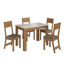 Ver imagem 3 de Conjunto Sala de Jantar 1 Mesa 4 Cadeiras Versalhes Amarelo/Freijó/Off-White/Cacau