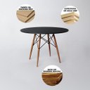 Ver imagem 3 de Conjunto de Mesa de Jantar Eames Eiffel Redonda 120cm Tampo de Madeira Preto com 4 Cadeiras Brancas