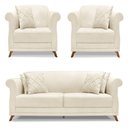 Ver imagem 1 de Kit 2 Poltronas E Sofá 2 Lugares 1,80m Pés Castanho Natural