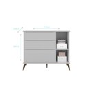 Ver imagem 4 de Cômoda Sapateira 3 Gavetas 1 Porta Retrô Infantil Com Pés Melinda Cza - Phoenix Baby