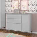 Ver imagem 1 de Cômoda Melinda Cinza 3 Gavetas 1 Porta Retrô Infantil - Phoenix Baby
