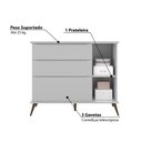 Ver imagem 3 de Cômoda Sapateira 3 Gavetas 1 Porta Retrô Infantil Com Pés Melinda Cza - Phoenix Baby