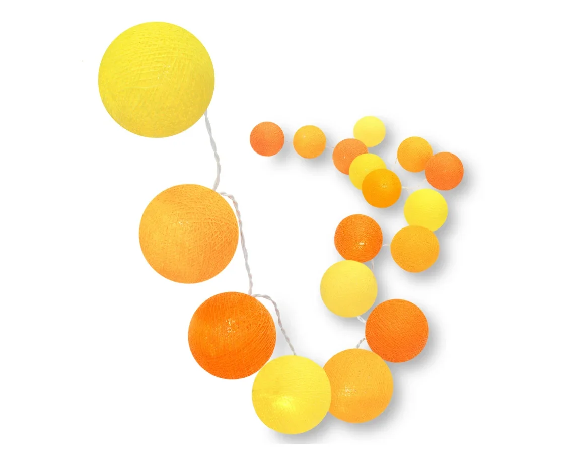 Bolinhas de Luz Cormilu Led, À Pilha, 10 Bolas (amarelo e Laranja) 1.5m