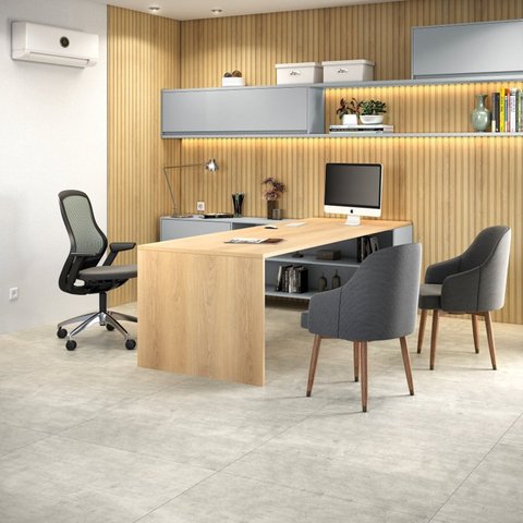 Piso Laminado Colado Régua Square 0,8mm Eucafloor Cinza/Concreto