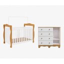 Ver imagem 3 de Quarto de Bebê Berço 3 em 1 e Cômoda 4 Gavetas 100% MDF Nina Espresso Móveis Branco Brilho/Amên