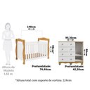 Ver imagem 3 de Quarto de Bebê Berço 3 em 1 e Cômoda 4 Gavetas 100% MDF Nina Espresso Móveis Branco Brilho/Amêndoa