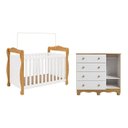 Ver imagem 4 de Quarto de Bebê Berço 3 em 1 e Cômoda 4 Gavetas 100% MDF Nina Espresso Móveis Branco Brilho/Amêndoa