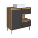 Ver imagem 1 de Gabinete Banheiro 80cm Paula Mel Grafite Cuba Branca Gavetas 1 Porta e 1 Nicho