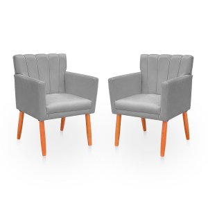 Kit com 2 Poltronas Cadeiras Elegante Confortável e Reforçada para Sala Carol Suede
