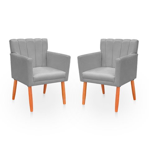 Kit com 2 Poltronas Cadeiras Elegante Confortável e Reforçada para Sala Carol Suede