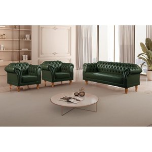 Conjunto Sofá e Poltronas Chesterfield Duque