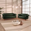 Ver imagem 1 de Conjunto de Sofás Chesterfield 5 Lugares Couro Sintético Verde Duque 200cm Yescasa