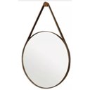 Ver imagem 1 de Espelho Redondo Adnet 60cm Moldura e Alça Couro Café + Suporte