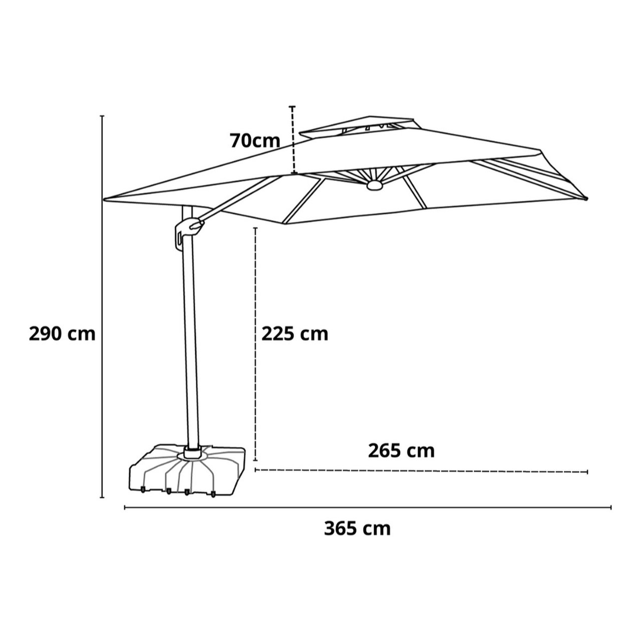 Ombrelone Guarda Sol Noronha Premium Aluminio 3,0 X 3,0 C/ Base em 100l - 4