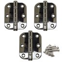 Ver imagem 1 de Dobradiça 3x2,5 Aço Inox Polido com Rolamento Canto Redondo Cartela com 3 Unidades Única