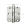 Dobradiça 3x2,5 Aço Inox Polido com Rolamento Canto Redondo Cartela com 3 Unidades Única - 2