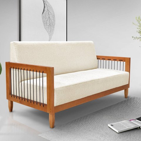 Sofá 2 Lugares 160 cm Linho Bex Branco Off-White