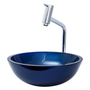 Cuba Azul Redonda 30cm e Torneira Link e Válvula