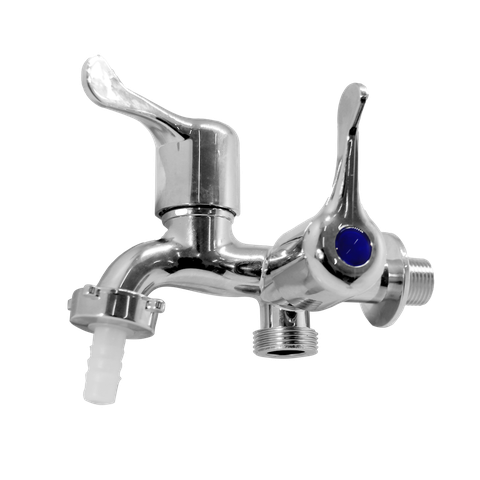 Torneira Lavanderia Tanque 2 Saídas Plástico 1/4 Gold Sand