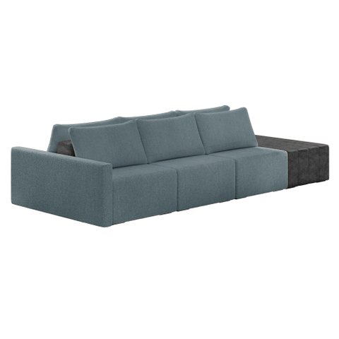 Sofá Ilha 3 Lugares Living 312cm Modulado Sala Lary Bouclê/pu Pto K01 - D'Rossi