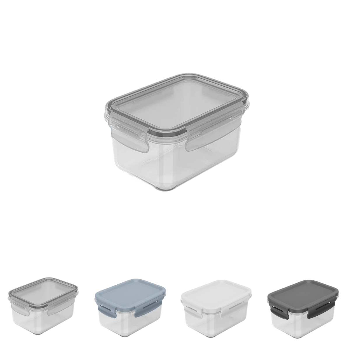 Pote Hermético Organizador de Geladeira Click Retangular 560ml Cores Ou - Transparente