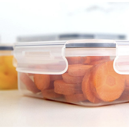 Pote Hermético Organizador de Geladeira Click Retangular 560ml Cores Ou - Transparente - 4