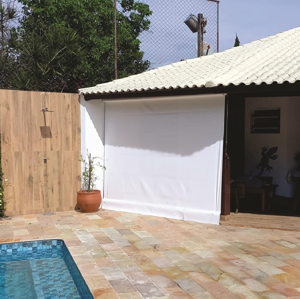 Toldo Cortina Retratil Branco - 2,00m x 2,75m - Kit completo - 1