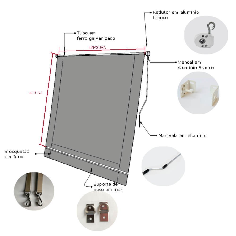Toldo Cortina Retratil Branco - 2,00m x 2,75m - Kit completo - 5