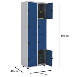 Armário Roupeiro Aço 8 Portas Ea702 Azul - 5