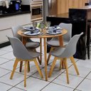 Ver imagem 4 de Mesa de Madeira Redonda de 80cm na Cor Freijó