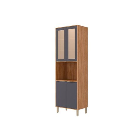 Cristaleira Cozinha Mgm Celeste C/ 4 Portas C/ Vidro 70cm Cinamomo/titanium