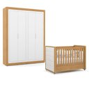 Ver imagem 1 de Berço Americano com Capitonê New Boucle e Guarda Roupa Tutto New 4 Portas Freijó - Matic