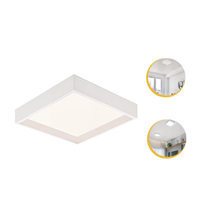 Kit 10 Painel Led Recuado Sobrepor 24w Plafon Quadrado - Branco - Branco Quente 3000k - 110v/220v