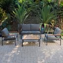 Ver imagem 7 de Conjunto para Jardim com 1 Sofá 2 Poltronas e 1 Mesa de Alumínio Oasis Cinza/Grafite
