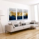 Ver imagem 2 de Quadro Decorativo Abstrato Azul Dourado Mosaico C/ Moldura