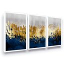 Ver imagem 1 de Quadro Decorativo Abstrato Azul Dourado Mosaico C/ Moldura