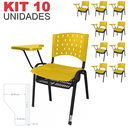 Ver imagem 2 de Cadeira Universitária Plástica Amarela Porta Livros Plástico 10 Unidades Prancheta Plástica - Ultra