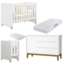 Ver imagem 1 de Quarto de Bebê Berço Evolution + Cômoda 1 Porta 3 Gavetas Classic Branco + 2 Colchões