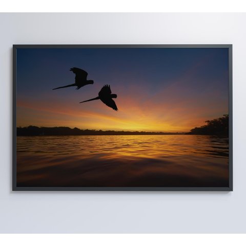 Quadro por do Sol no Pantanal Decor&quadros Nat135 90x60 Cm Tecido Canvas