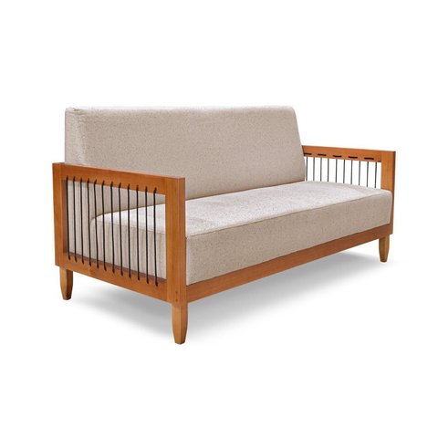 Sofá Bex 2 Lugares 160 cm Linho Rústico Cinza Areia