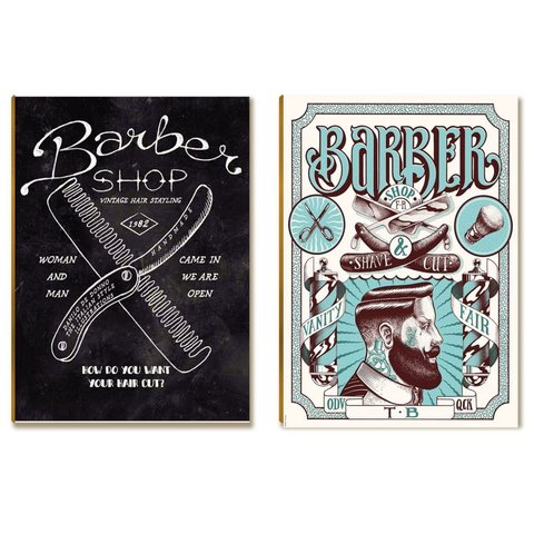 Kit com 2 Placas MDF Barbearia Decoração Vintage Tam A4 BR22