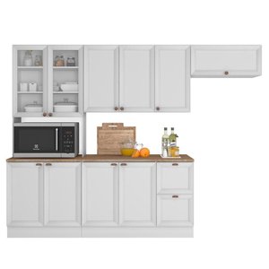 Cozinha Modulada Unna 4 Peças com Paneleiro Duplo Cristaleira Branco - Poliman Móveis