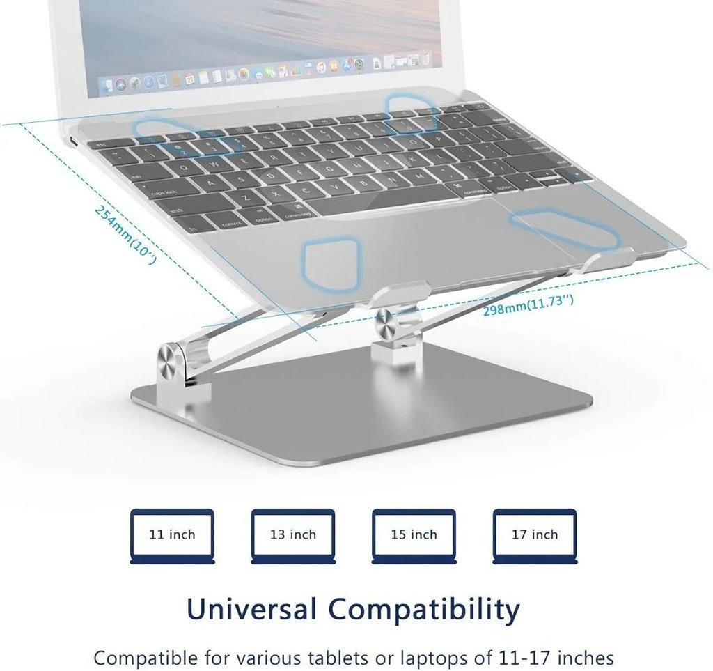 Suporte De Alumínio Notebook Macbook Ajustável 11" a 17" Prata Kingo M2 - 3