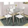Conjunto: Mesa de Cozinha Reno c/ Tampo Vidro 90cm + 4 Cadeiras Nápoles Cromada/Branco - Kappesberg - 1