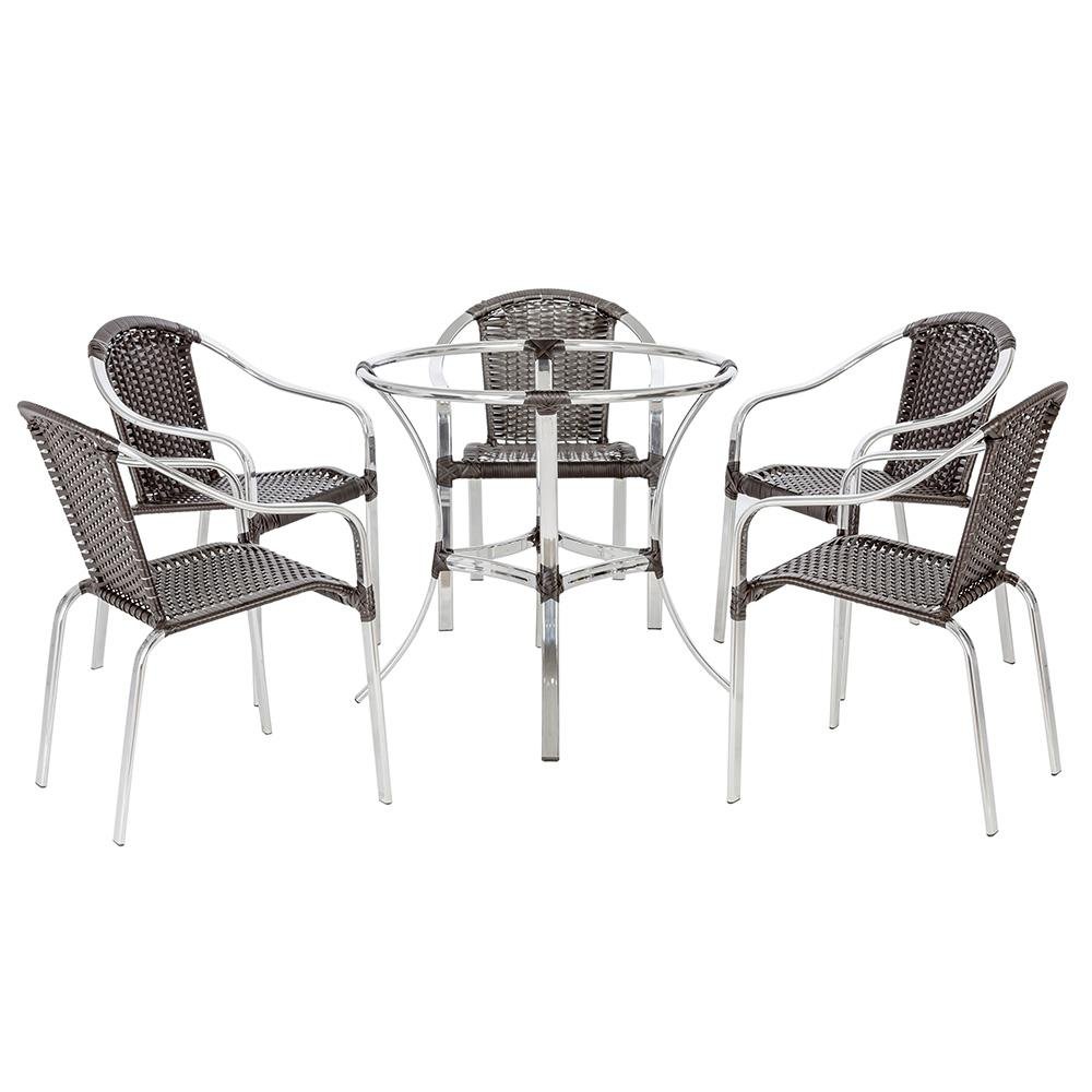 Conjunto de 5 cadeiras de area em aluminio e fibra sintetica Tóquio mais 1 base de mesa - 1